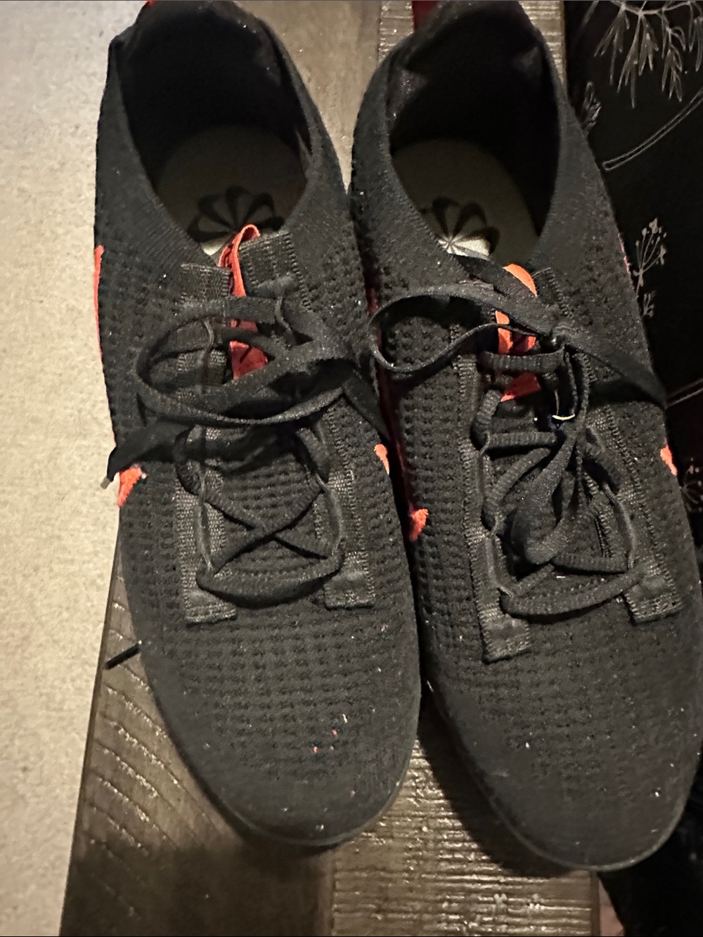 Women’s vapor max Black Knit Lace-Up Sneakers with Red Accents